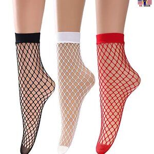 3 Pairs Women Girl Sheer Fashion Sexy Stocking Hosiery Mesh Fishnet Ankl…
